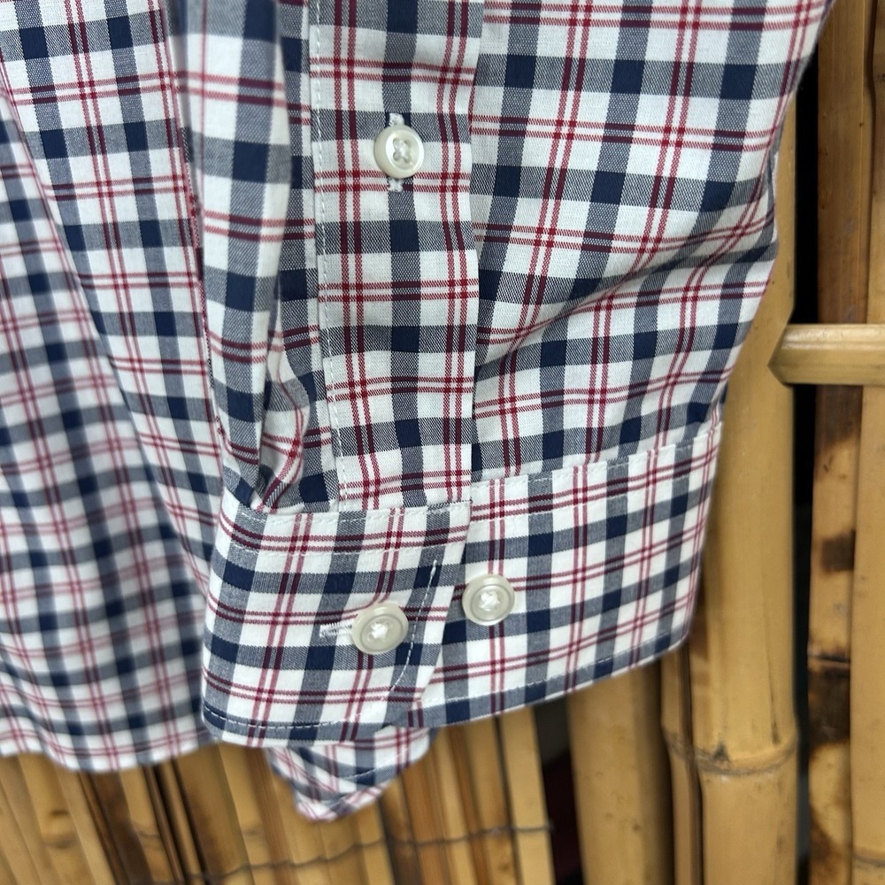 LL BEAN Traditional Fit Red Wht Blue Plaid Long Sleeve Button Men's Shirt Large - Picture 5 of 15